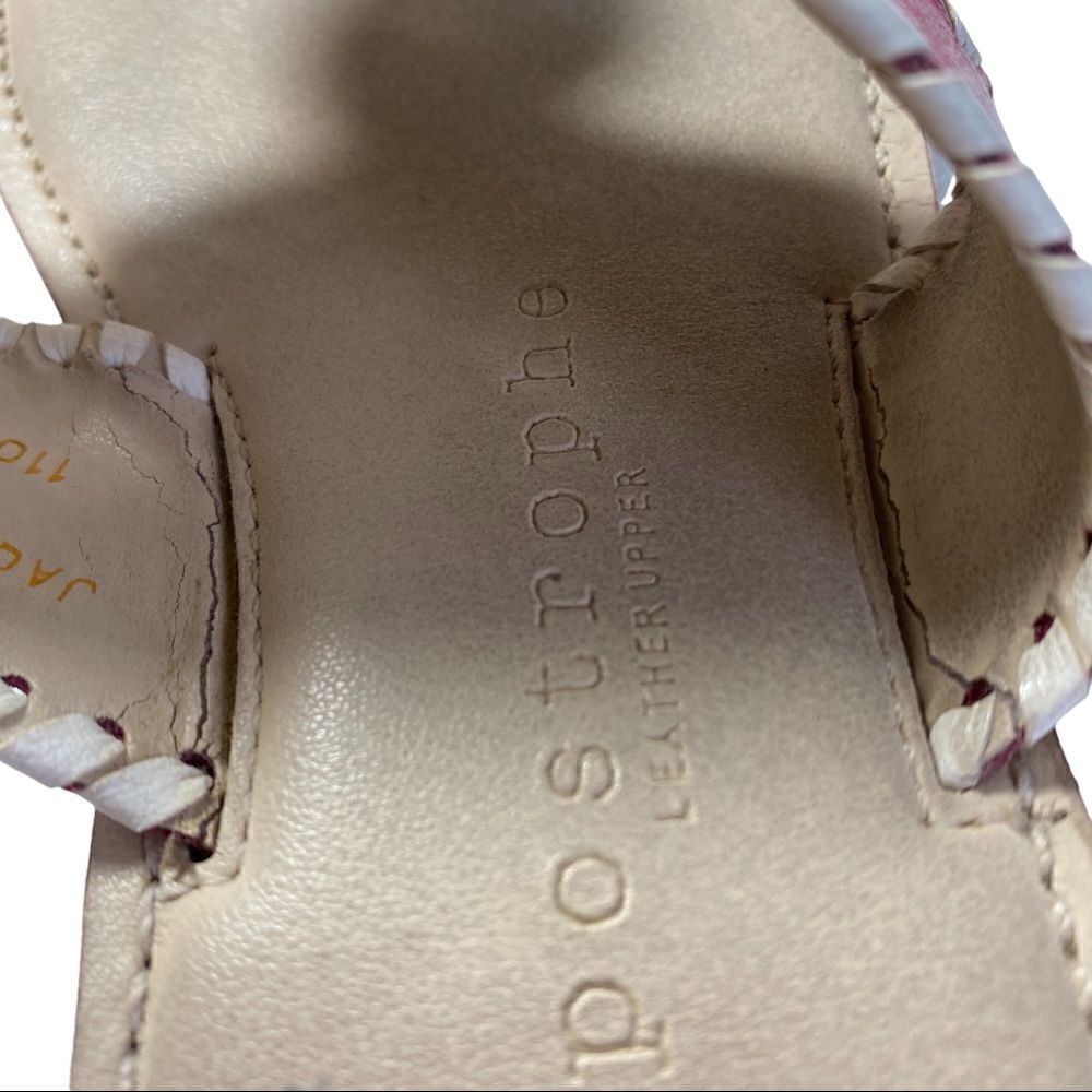 APOSTROPHE PINK/WHITE LEATHER THONG SANDAL SZ 7M - Picture 10 of 11